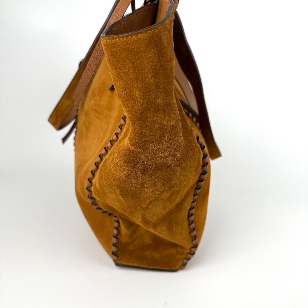 Sold Isabel Marant Tampa Braided Leather Trim Brown Suede 2025 Tote Shoulder Bag - Picture 5 of 13